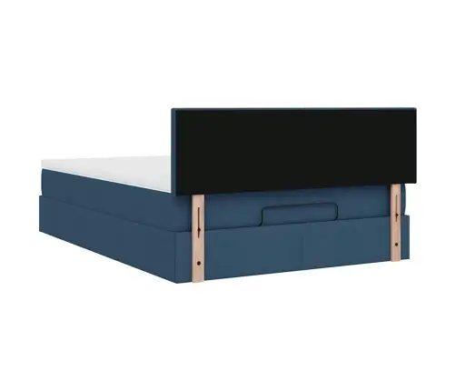 Osmaņu Gulta Ar Matraci, Zils, 140X190 Cm, Audums Vidaxl