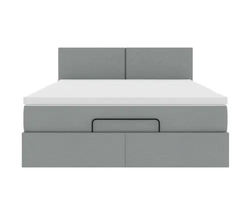 Ottomani Voodi Madratsiga, Helehall, 140X200 cm Kangas