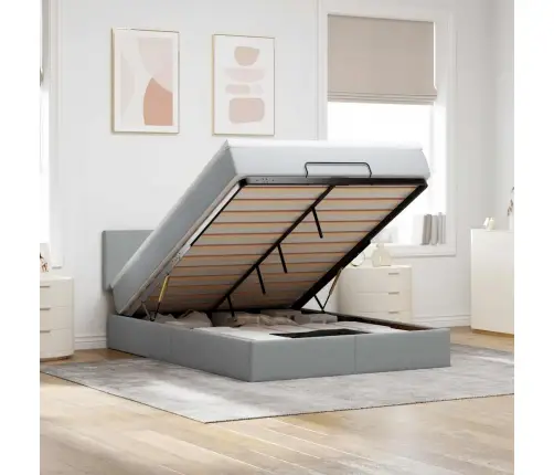 Ottomani Voodi Madratsiga, Helehall, 140X200 cm Kangas