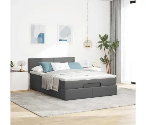 Osmaņu Gultas Rāmis Ar Matrača Tumši Pelēks 140X200 Cm Audums Vidaxl