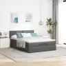 Osmaņu Gultas Rāmis Ar Matrača Tumši Pelēks 140X200 Cm Audums Vidaxl