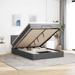 Osmaņu Gultas Rāmis Ar Matrača Tumši Pelēks 140X200 Cm Audums Vidaxl