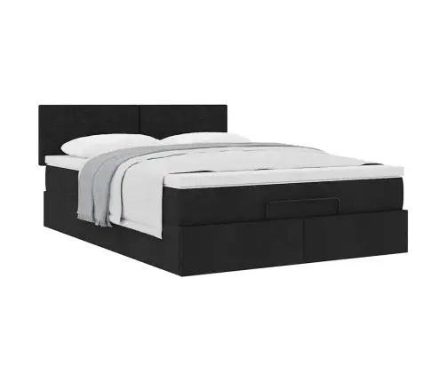 Ottomani Voodi Madratsiga, Must, 140X200 cm Kangas