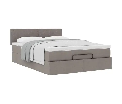 Osmaņu Gultas Rāmis Ar Matrača Pelēkbrūna 140X200 Cm Audums Vidaxl