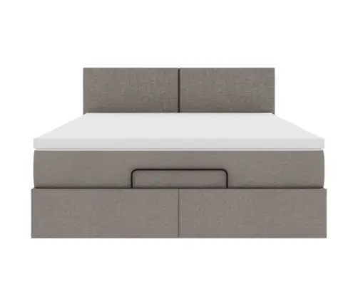 Osmaņu Gultas Rāmis Ar Matrača Pelēkbrūna 140X200 Cm Audums Vidaxl