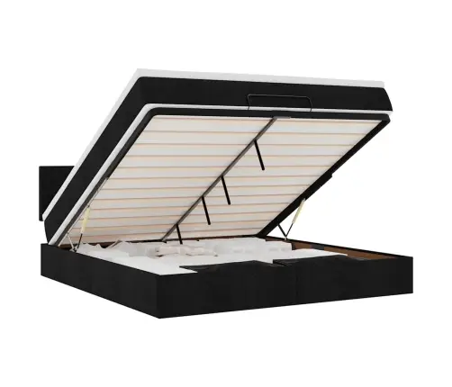 Ottomani Voodi Madratsiga, Must, 160X200 cm Kangas