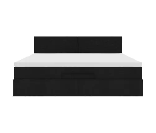 Ottomani Voodi Madratsiga, Must, 160X200 cm Kangas