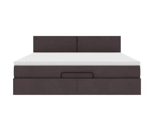 Osmaņu Gultas Rāmis Ar Matrača Tumši Brūns 160X200 Cm Audums Vidaxl