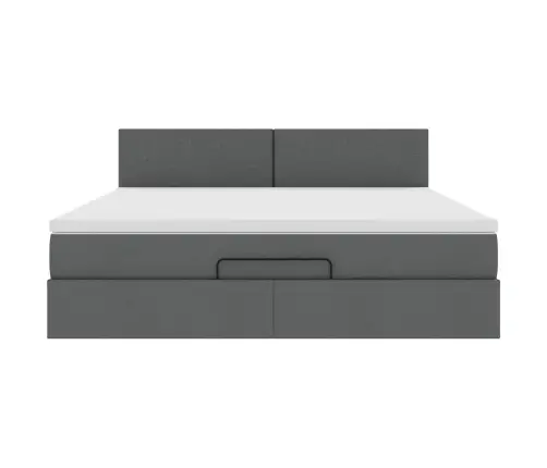 Osmanų Lovos Rėmas Su Čiužiniu, Pilkas, 180X200 cm Audinys