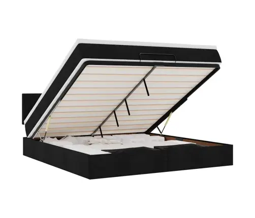 Ottomani Voodi Madratsiga, Must, 180X200 cm Kangas