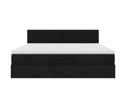 Ottomani Voodi Madratsiga, Must, 180X200 cm Kangas