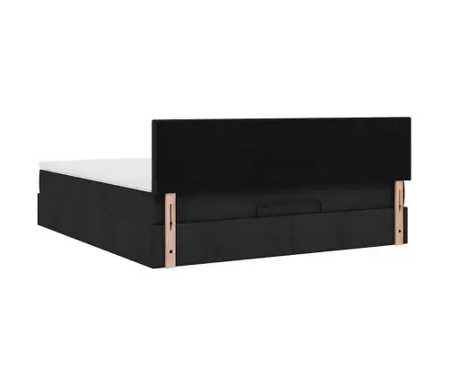 Ottomani Voodi Madratsiga, Must, 180X200 cm Kangas