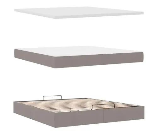 Osmaņu Gultas Rāmis Ar Matrača Pelēkbrūns 180X200Cm Audums Vidaxl Osmaņu Gultas Rāmis Ar Matrača Pelēkbrūns 180X200Cm Audums Vidaxl