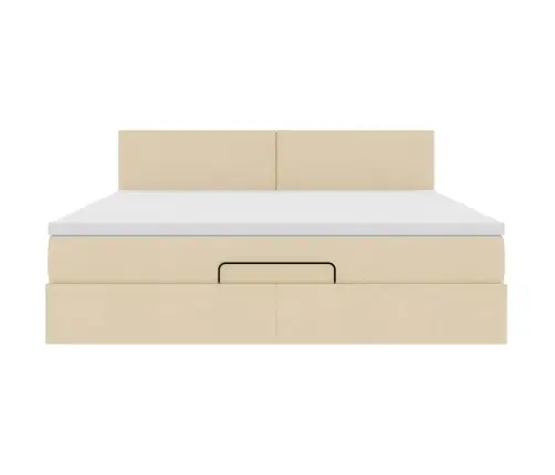 Osmaņu Gultas Rāmis Ar Matrača Krēmkrāsas 180X200 Cm Audums Vidaxl