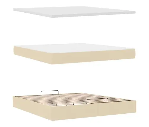 Osmaņu Gultas Rāmis Ar Matrača Krēmkrāsas 180X200 Cm Audums Vidaxl