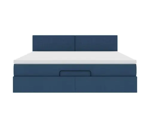 Osmaņu Gultas Rāmis Ar Matrača Zils 180X200 Cm Audums Vidaxl