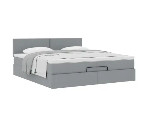 Osmaņu Gultas Rāmis Ar Matrača Gaiši Pelēks 200X200 Cm Audums Vidaxl