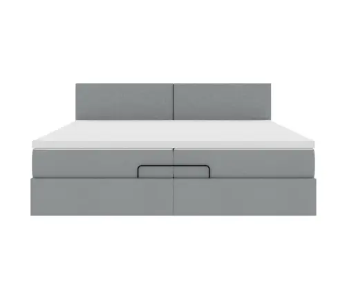 Osmaņu Gultas Rāmis Ar Matrača Gaiši Pelēks 200X200 Cm Audums Vidaxl