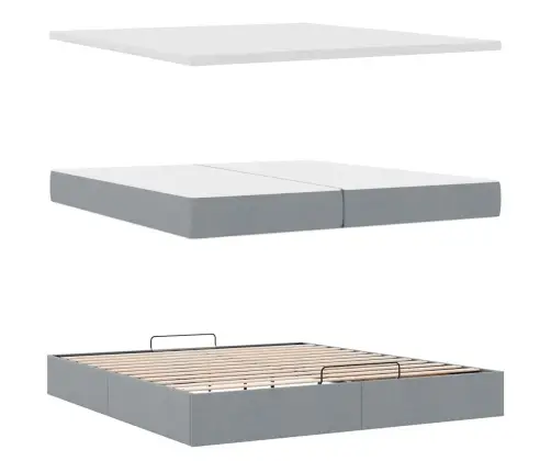 Osmaņu Gultas Rāmis Ar Matrača Gaiši Pelēks 200X200 Cm Audums Vidaxl