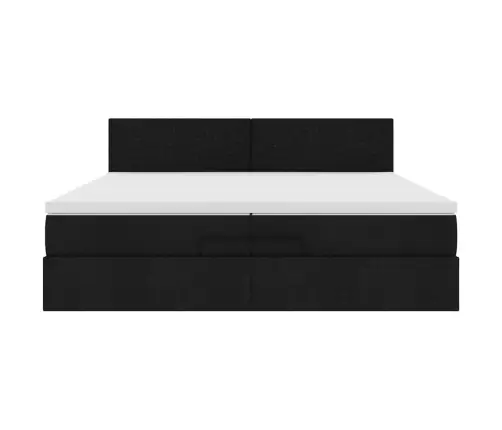 Ottomani Voodi Madratsiga, Must, 200 X 200 cm Kangas