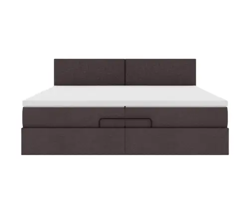 Osmaņu Gultas Rāmis Ar Matrača Tumši Brūns 200X200 Cm Audums Vidaxl