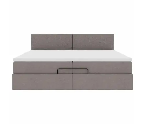 Osmaņu Gultas Rāmis Ar Matrača Pelēkbrūns 200X200 Cm Audums Vidaxl