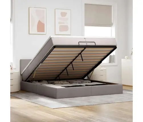 Osmaņu Gultas Rāmis Ar Matrača Pelēkbrūns 200X200 Cm Audums Vidaxl