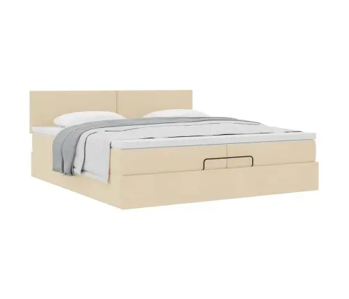 Ottomani Voodi Madratsiga, Kreemjas, 200 X 200 cm Kangas