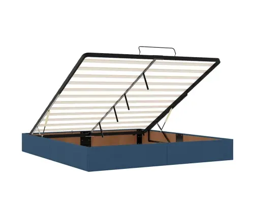 Osmaņu Gultas Rāmis Ar Matrača Zils 200X200 Cm Audums Vidaxl