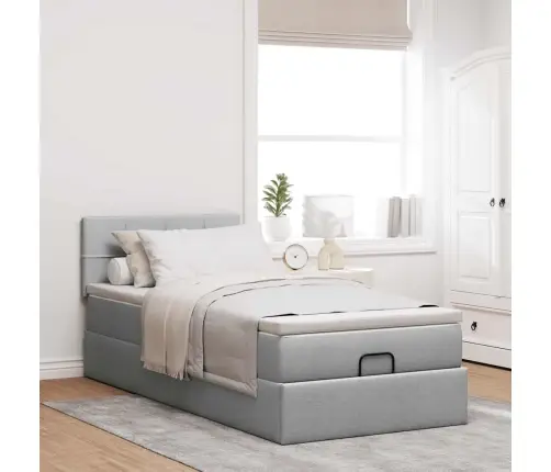 Ottomani Voodiraam Madratsiga, Helehall, 80X200 cm Kangas