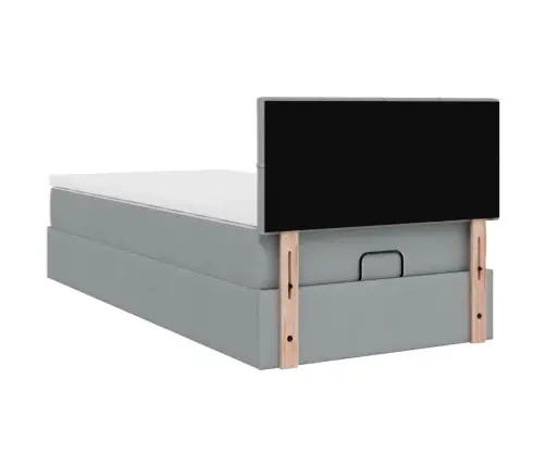 Ottomani Voodiraam Madratsiga, Helehall, 80X200 cm Kangas