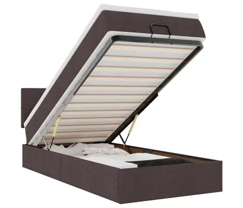 Osmaņu Gultas Rāmis Ar Matrača Tumši Brūns 80X200 Cm Audums Vidaxl