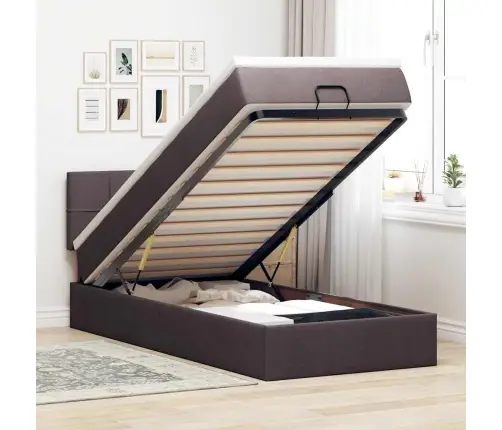 Osmaņu Gultas Rāmis Ar Matrača Tumši Brūns 80X200 Cm Audums Vidaxl