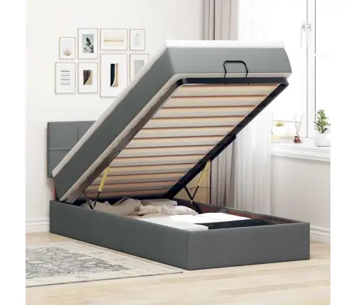 Osmaņu Gultas Rāmis Ar Matrača Tumši Pelēks 90X190 Cm Audums Vidaxl