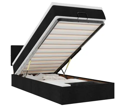 Osmaņu Gultas Rāmis Ar Matrača Melns 90X190 Cm Audums Vidaxl