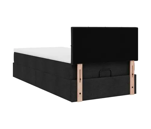 Osmaņu Gultas Rāmis Ar Matrača Melns 90X190 Cm Audums Vidaxl