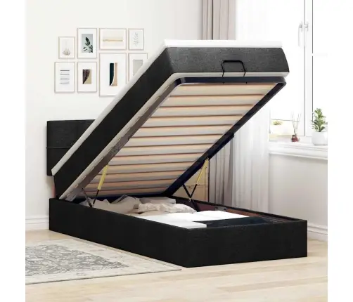 Osmaņu Gultas Rāmis Ar Matrača Melns 90X190 Cm Audums Vidaxl