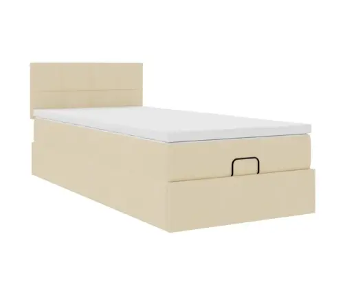 Osmaņu Gultas Rāmis Ar Matrača Krēma 90X190 Cm Audums Vidaxl