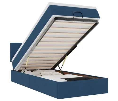 Osmaņu Gultas Rāmis Ar Matrača Zils 90X190 Cm Audums Vidaxl