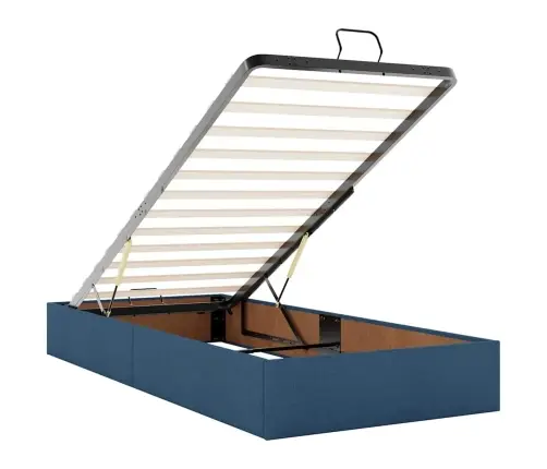 Osmaņu Gultas Rāmis Ar Matrača Zils 90X190 Cm Audums Vidaxl