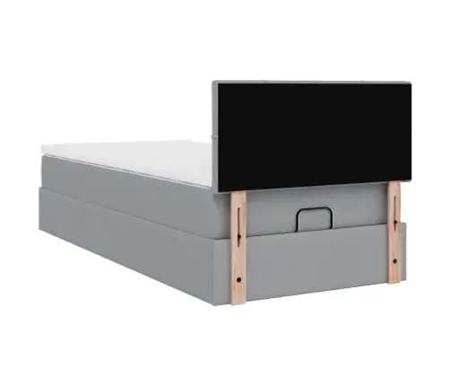 Osmanų Lova Su Čiužiniu, Pilkas, 90X200cm Audinys