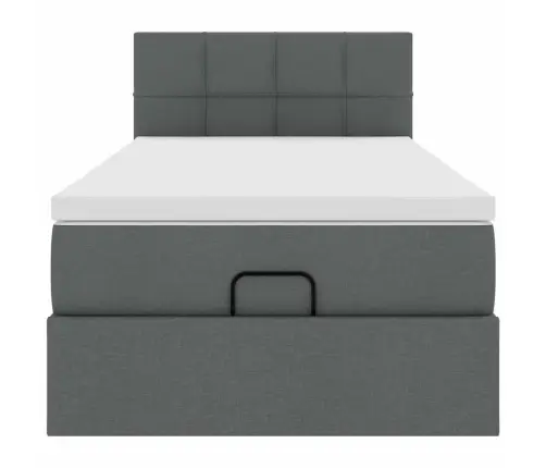 Osmanų Lova Su Čiužiniu, Pilkas, 90X200cm Audinys