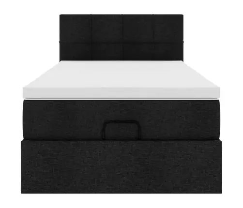 Osmanų Lova Su Čiužiniu, Juodas, 90X200cm Audinys