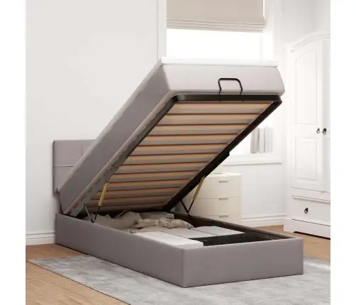 Osmaņu Gultas Rāmis Ar Matrača Pelēkbrūna 90X200 Cm Audums Vidaxl