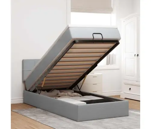 Osmanų Lova Su Čiužiniu, Pilkas, 100X200cm Audinys