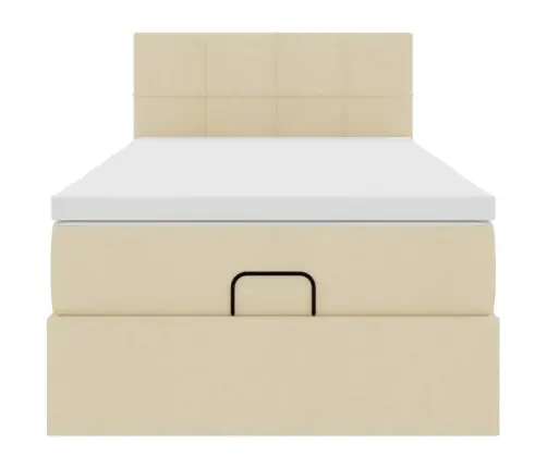 Ottomani Voodi Madratsiga, Kreemjas, 100X200 cm Kangas