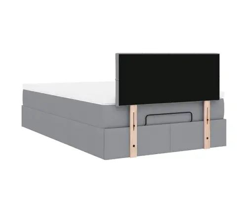 Ottomani Voodi Madratsiga, Helehall, 120X190 cm Kangas