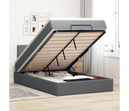 Osmaņu Gultas Rāmis Ar Matrača Tumši Pelēks 120X190 Cm Audums Vidaxl