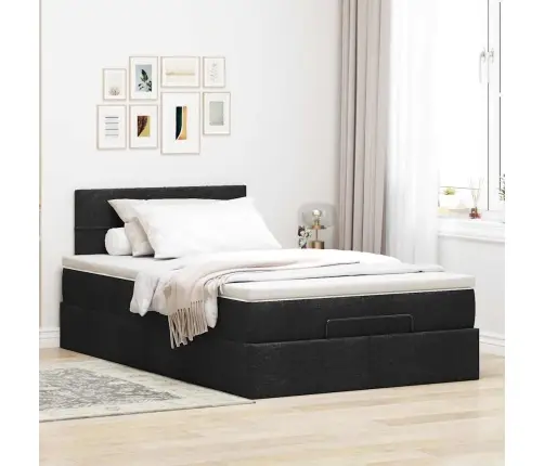 Ottomani Voodi Madratsiga, Must, 120X190 cm Kangas