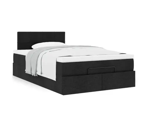 Ottomani Voodi Madratsiga, Must, 120X190 cm Kangas